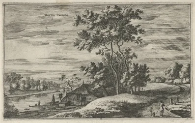 Gezicht op de IJssel bij Kampen Buyten Campen (titel op object) Landschappen in de Noordelijke Nederlanden (Roelant Roghman) (serie titel)