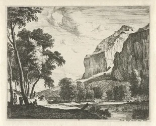 Rivierlandschap met rotsen