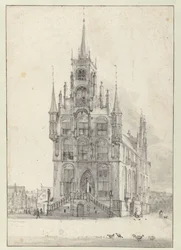 Gezicht op het stadhuis, Gouda