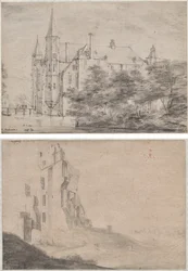 Kasteel Zuylen bij Utrecht (recto)/Ruïne van het huis Ter Kleef bij Haarlem (verso)