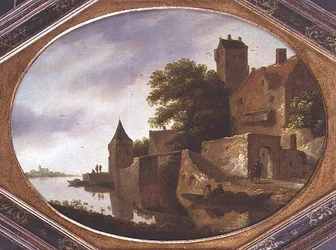 Landschap met een versterkt landhuis