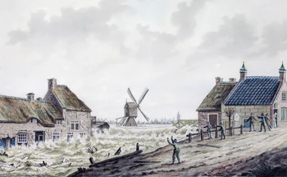 Overstroming na dijkdoorbraak
