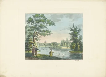 Wandelaars in een park