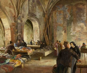 Markt in een verlaten kerk in Frankrijk
