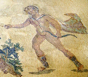 Apollo en Daphne, detail van Apollo, Huis van Dionysos, Paphos, Cyprus mozaïek