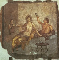 Banketkoppel met een slaaf, uit Herculaneum