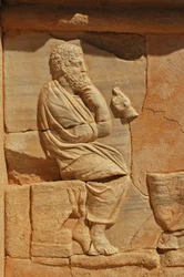 Bas-reliëfs op het Proscenium van het Romeinse theater, Sabratha, Libië, 2e eeuw na Christus