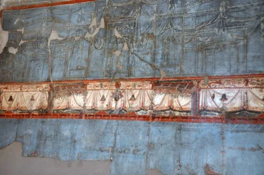 Detail van een Romeins fresco in Herculanum