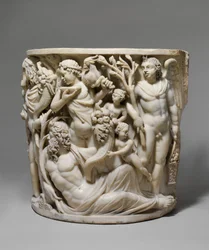 Detail van marmeren sarcofaag met de Triomf van Dionysos en de Seizoenen, c.260-270 AD