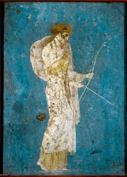 Diana met haar boog en pijl - Romeins fresco