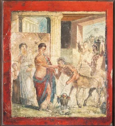 Fresco met afbeelding van centaur op bruiloft van Pirithous en Hippodamia uit Pompeii, Italië