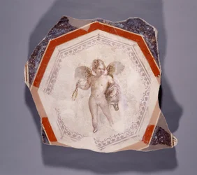 Fresco van Cupido met twee stokken en een emmer