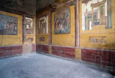Gefrescoerde kamer van Villa dei Vettii, Romeinse archeologische site van Pompeii