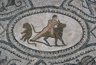 Hercules en de Kretenzische stier, van de vloer van 