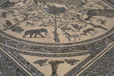 Huis van Orpheus, Orpheus omringd door wilde dieren (detail)