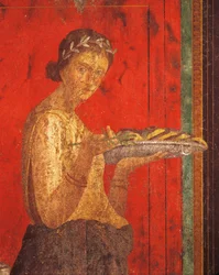 Inwijdingsrituelen van de cultus van Dionysus, fresco uit de Villa Dei Mysteri