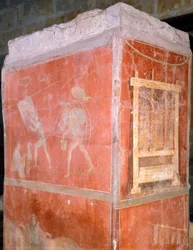 Italië, Napels, Museo Archeologico Nazionale, Ververs, schildering uit het Huis van de Fullonica in Pompeï (Werelderfgoedlijst van UNESCO)