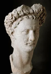 Marmeren hoofd van de Romeinse keizer Domitianus (Titus Flavius Domitianus) (51-96 AD) Rome, Museo Nazionale Romano