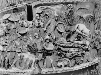 Wonderbaarlijke regen, detail van de zuil van Marcus Aurelius, AD 180-196