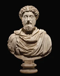 Portretbuste van keizer Marcus Aurelius, circa 170-180 n.Chr.