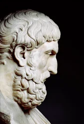 Portret van Epicurus (341-ca. 270 v.Chr.), Grieks filosoof - Marmeren buste - Rome, Capitolijnse Musea