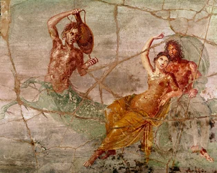 Romeinse kunst: Neptunus, Poseidon en Amphitrite, Romeinse fresco uit Pompeï, Italië, 60-80 n.Chr.