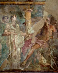 Romeinse kunst: Het huwelijk van Zeus en Hera op de berg Ida. Romeinse fresco van de vindplaats van het huis van de Tragische Dichter in Pompeii. 1e eeuw n.Chr. Nationaal Archeologisch Museum, Napels