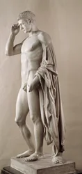 Romeinse kunst: standbeeld van de Romeinse keizer Augustus (voorheen Octavianus) (63 v.Chr.-14 n.Chr.). Parijs, Louvre