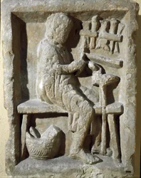 Romeinse kunst: smid aan het werk. 1e eeuw n.Chr. Rome, Museo della Civilta Romana
