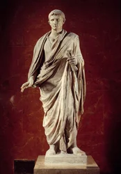 Romeinse kunst: standbeeld van keizer Augustus (CESARE AUGUSTO) (63 v.Chr.-14 n.Chr.), 1e eeuw. Uit Velletri. Parijs, Louvre Museum