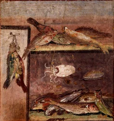 Romeinse kunst: stilleven met vis