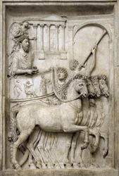 Romeinse keizer Marcus Aurelius op zijn triomfwagen, 2e eeuw