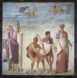Het offer van Iphigeneia, uit het Huis van de Tragische Dichter, Pompeii, vierde decoratieve stijl, ca. 30 n. Chr.