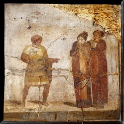 Theaterscène. Fresco van de site van Pompeii