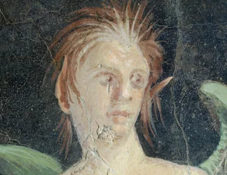 Gevleugelde genius, fragment van fresco uit Villa van Publius Fannius Synistor, Detail