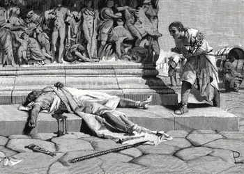 Het lijk van Publius Clodius Pulcher (92-52 v.Chr.) gevonden op de Via Appia in Rome