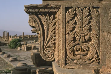 Architectonisch fragment met gebeeldhouwde decoratie, Sertius Markt, Hoge Keizerlijke Periode (27 v.Chr.-395 n.Chr.)