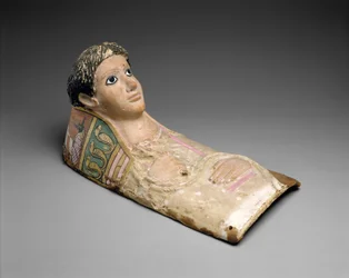 Plasteren portretmasker van een jongeling, ca. 140-190 AD