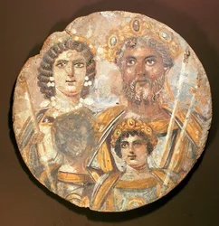 Tondo: Paneel van de familie van Septimius Severus, ca. 200 AD
