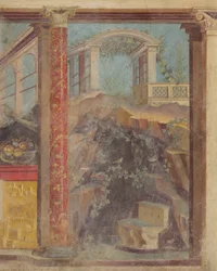 Muurschildering uit het cubiculum van een villa in Boscoreale, c.50-40 v.Chr.