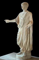 Kunst Rome Kind gekleed in de toga en met de bulla, het hoofd is dat van Nero als kind