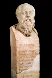 Buste van Socrates (470 v.Chr. - 399 v.Chr.), Griekse filosoof. Rome, Musei Capitolini.
