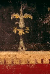 Decoratief element, detail uit fresco in triclinium van Huis van de Vettii, Pompeii (UNESCO Werelderfgoedlijst)