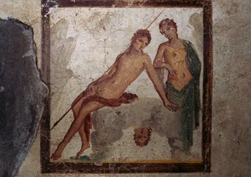 Echo en Narcissus, fresco uit cubiculum in Huis van Ephebus, Pompeii (UNESCO Werelderfgoedlijst)