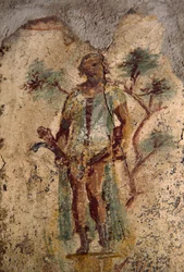 Erotisch fresco uit het Lupanar, Pompeï (Werelderfgoedlijst van UNESCO)