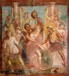 Fresco met Achilles en Sciro, uit Pompeii, Campania, Romeinse beschaving