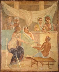 Fresco die Admetus en Alcestis afbeeldt, uit Pompeii (UNESCO Werelderfgoedlijst)