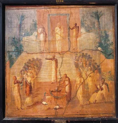 Fresco van Isis aanbidding, uit Ercolano, provincie Napels, Italië