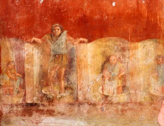 Fresco met afbeelding van Wasmannen, uit Pompeii (UNESCO Werelderfgoedlijst)