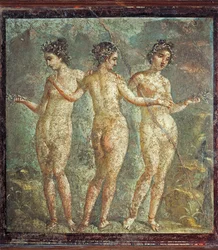 Fresco met de Drie Gratiën, uit Pompeii, Italië